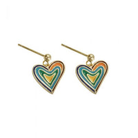 Abstract Heart Dangling Earrings, 925 Sterling Silver