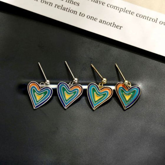 Abstract Heart Dangling Earrings, 925 Sterling Silver