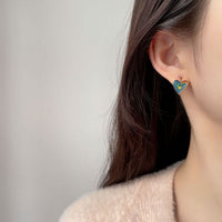 Abstract Heart Dangling Earrings, 925 Sterling Silver