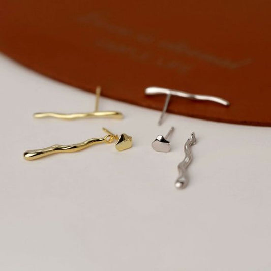 Asymmetry Geometry Wave Sterling Silver Earrings