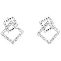 Geometry Hollow Crystal Square Dangling Earrings