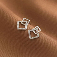 Geometry Hollow Crystal Square Dangling Earrings