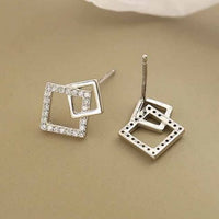Geometry Hollow Crystal Square Dangling Earrings