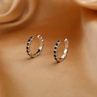 Black Epoxy 925 Sterling Silver Non-Pierced Earrings