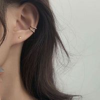 Black Epoxy 925 Sterling Silver Non-Pierced Earrings