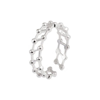 Double Bead Layer Hollow 925 Sterling Silver Adjustable Ring