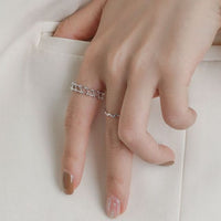 Double Bead Layer Hollow 925 Sterling Silver Adjustable Ring