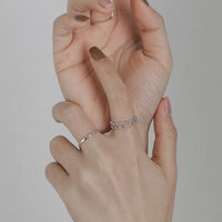 Double Bead Layer Hollow 925 Sterling Silver Adjustable Ring