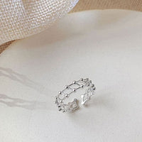 Double Bead Layer Hollow 925 Sterling Silver Adjustable Ring