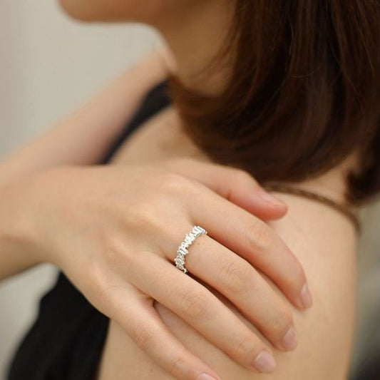 Irregular CZ River 925 Sterling Silver Adjustable Ring
