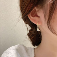 Crystal Flower Dangle Earrings in 925 Sterling Silver