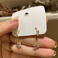 Crystal Flower Dangle Earrings in 925 Sterling Silver