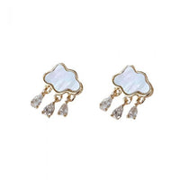 Shell Cloud Waterdrop Crystal Sterling Silver Stud Earrings