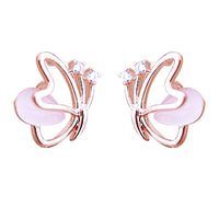 Cat's Eye Flying Butterfly 925 Sterling Silver Stud Earrings