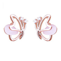 Cat's Eye Flying Butterfly 925 Sterling Silver Stud Earrings