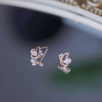 Cat's Eye Flying Butterfly 925 Sterling Silver Stud Earrings