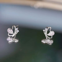 Cat's Eye Flying Butterfly 925 Sterling Silver Stud Earrings