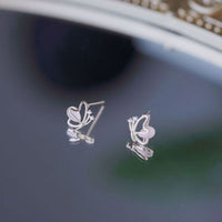 Cat's Eye Flying Butterfly 925 Sterling Silver Stud Earrings