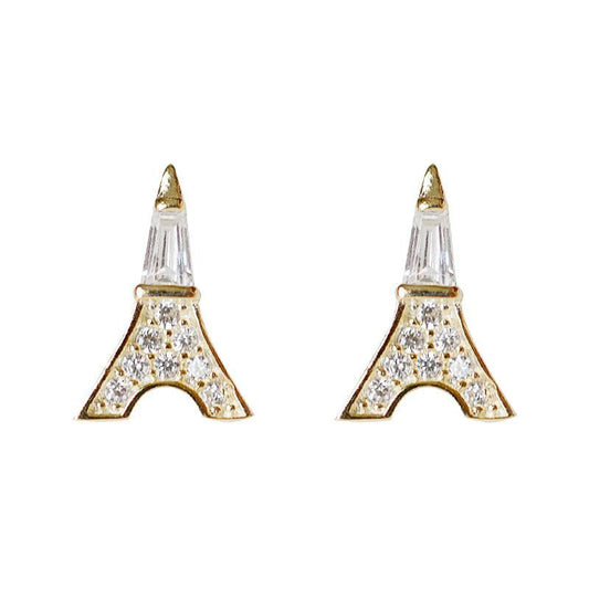 Eiffel Tower CZ Stud Earrings