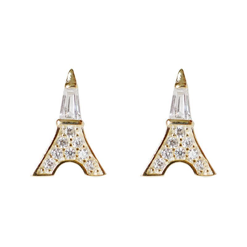Eiffel Tower Crystal Stud Earrings