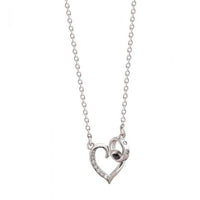 Hollow Crystal Heart Circle 925 Sterling Silver Necklace