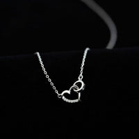 Hollow Crystal Heart Circle 925 Sterling Silver Necklace