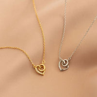 Hollow Crystal Heart Circle 925 Sterling Silver Necklace