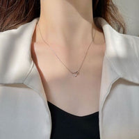 Hollow Crystal Heart Circle 925 Sterling Silver Necklace