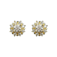 Sunflower Crystal Sterling Silver Stud Earrings