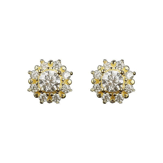 Sunflower CZ Sterling Silver Stud Earrings