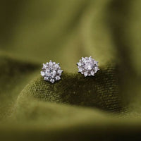 Sunflower Crystal Sterling Silver Stud Earrings