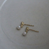 Mini Shell Pearl Cubic Zirconia Sterling Silver Dangling Earrings