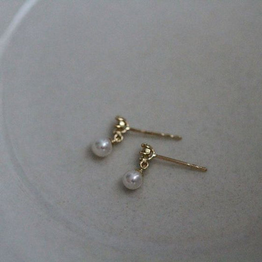 Mini Shell Pearl Cubic Zirconia Sterling Silver Dangling Earrings