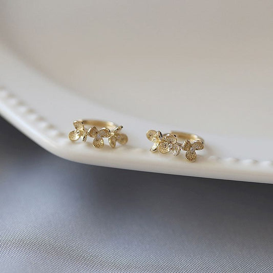 Girl Flowers 925 Sterling Silver Hoop Earrings