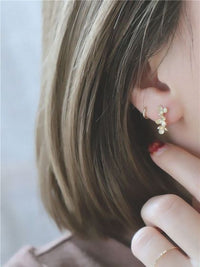 Girl Flowers 925 Sterling Silver Hoop Earrings