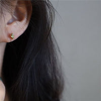 Geometry Oval Olive Green Sterling Silver Stud Earrings