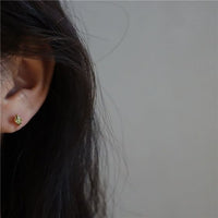 Geometry Oval Olive Green Sterling Silver Stud Earrings