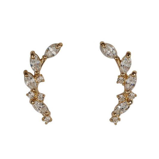Tree Branch CZ Sterling Silver Stud Earrings