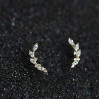 Tree Branch Crystal Sterling Silver Stud Earrings