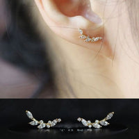 Tree Branch Crystal Sterling Silver Stud Earrings
