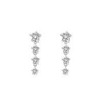 Crystal Star Dangling Sterling Silver Earrings