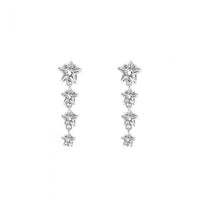 Crystal Star Dangling Sterling Silver Earrings