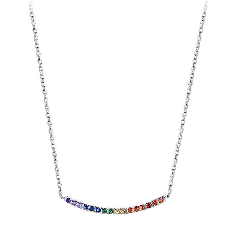 Colorful Crystal Rainbow Necklace in 925 Sterling Silver