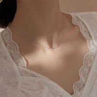 Colorful Crystal Rainbow Necklace in 925 Sterling Silver