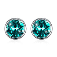 Round Austrian Crystal 925 Sterling Silver Stud Earrings
