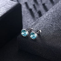 Round Austrian Crystal 925 Sterling Silver Stud Earrings