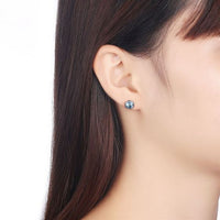 Round Austrian Crystal 925 Sterling Silver Stud Earrings