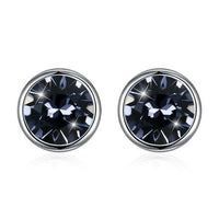 Round Austrian Crystal 925 Sterling Silver Stud Earrings