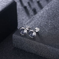 Round Austrian Crystal 925 Sterling Silver Stud Earrings