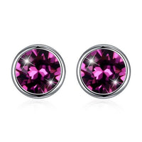 Round Austrian Crystal 925 Sterling Silver Stud Earrings